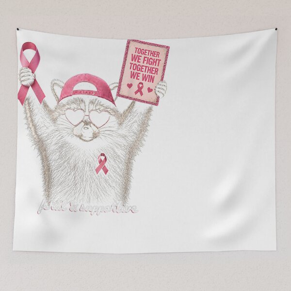 Item preview, Breast Cancer Awareness Supports Feral Raccoon Pink Ribbons designed and sold by CassandreShan.