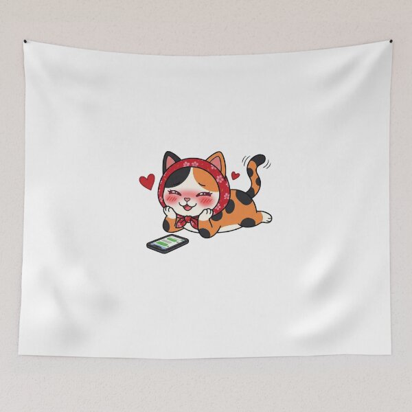 Item preview, Cute Calico Cat Texting Love  designed and sold by Mystic & Celestial Art.