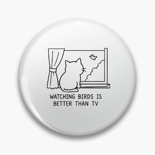 Item preview, Watching Birds Is Better Than TV Cute Cat Window Minimalist Line Art Graphic designed and sold by The Upside Down.