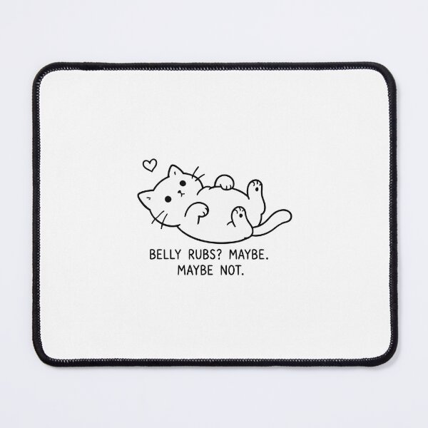 Item preview, Belly Rubs Maybe Maybe Not Funny Cute Cat Minimalist Line Art designed and sold by The Upside Down.