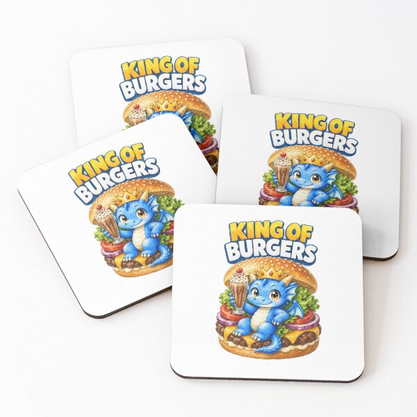 Item preview, Cute Blue Dragon King of Burgers Fantasy Graphic | Gamer & Foodie Tee designed and sold by ArtisticDesignsbyLinda.