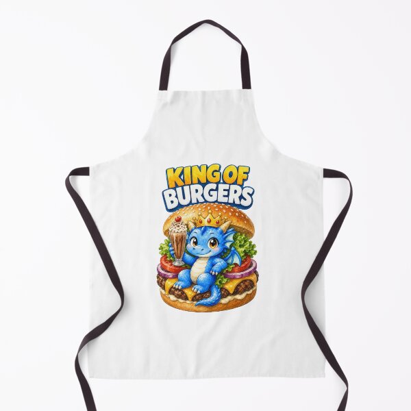 Item preview, Cute Blue Dragon King of Burgers Fantasy Graphic | Gamer & Foodie Tee designed and sold by ArtisticDesignsbyLinda.