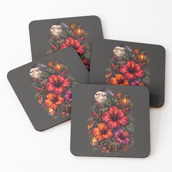 Item preview, Dark Pumpkin Hibiscus | Gothic Halloween Botanical Art | Tropical Floral Illustration designed and sold by Nolmo.