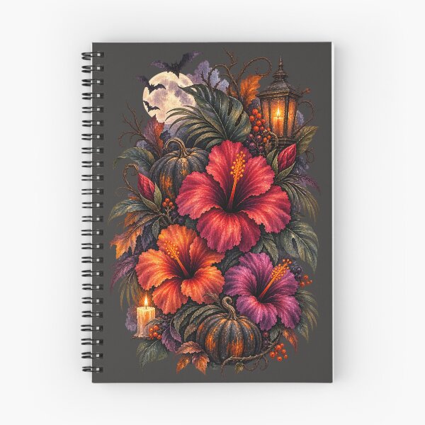 Item preview, Dark Pumpkin Hibiscus | Gothic Halloween Botanical Art | Tropical Floral Illustration designed and sold by Nolmo.