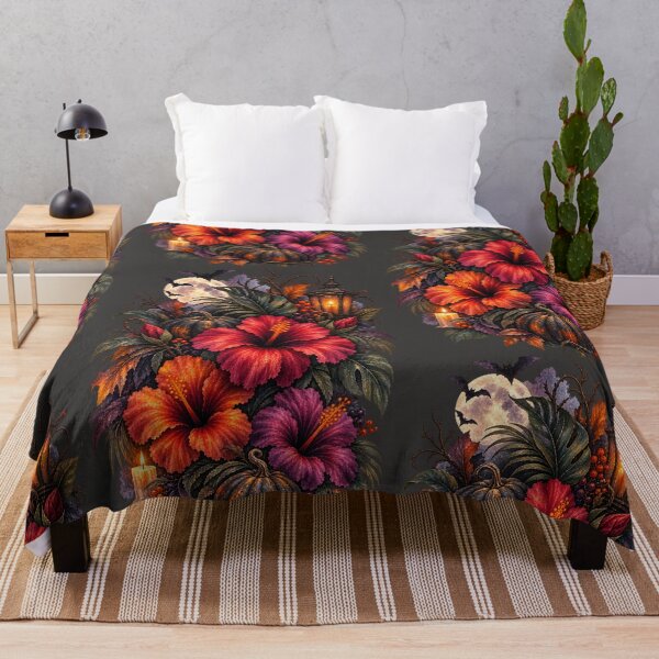Item preview, Dark Pumpkin Hibiscus | Gothic Halloween Botanical Art | Tropical Floral Illustration designed and sold by Nolmo.