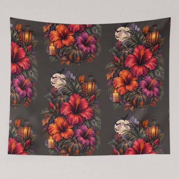 Item preview, Dark Pumpkin Hibiscus | Gothic Halloween Botanical Art | Tropical Floral Illustration designed and sold by Nolmo.