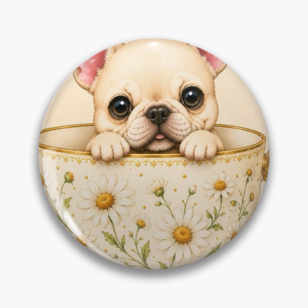 Item preview, Cute French Bulldog in Daisy Teacup | Cottagecore Frenchie designed and sold by joycrysstudio.