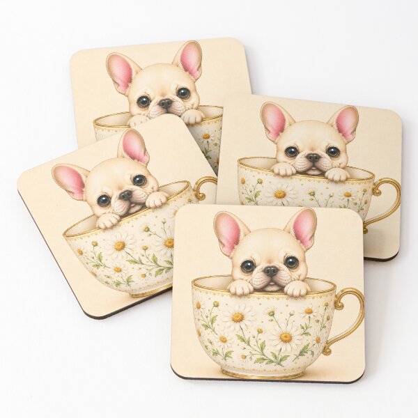 Item preview, Cute French Bulldog in Daisy Teacup | Cottagecore Frenchie designed and sold by joycrysstudio.