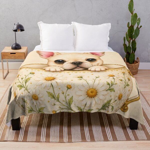 Item preview, Cute French Bulldog in Daisy Teacup | Cottagecore Frenchie designed and sold by joycrysstudio.