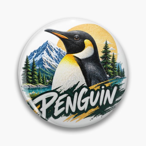 Item preview, Majestic Penguin Mountain Wilderness - Emperor Penguin Nature Art designed and sold by NeO² Studio.