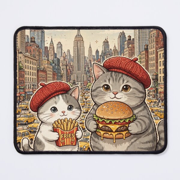 Item preview, Freda and Junior Burger and Fries New York - Kawaii NYC Food Cats designed and sold by MAISON SYLVIE.