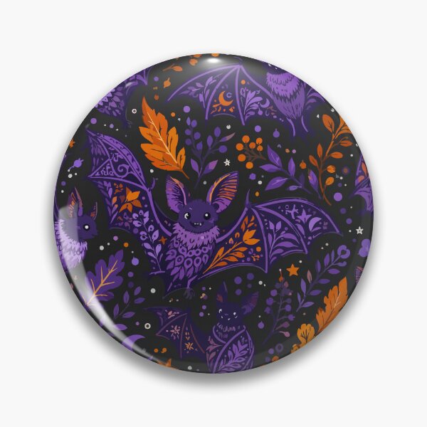 Item preview, Halloween Ornamental Bats – Purple & Orange Gothic Autumn Pattern designed and sold by ArtByBoya.