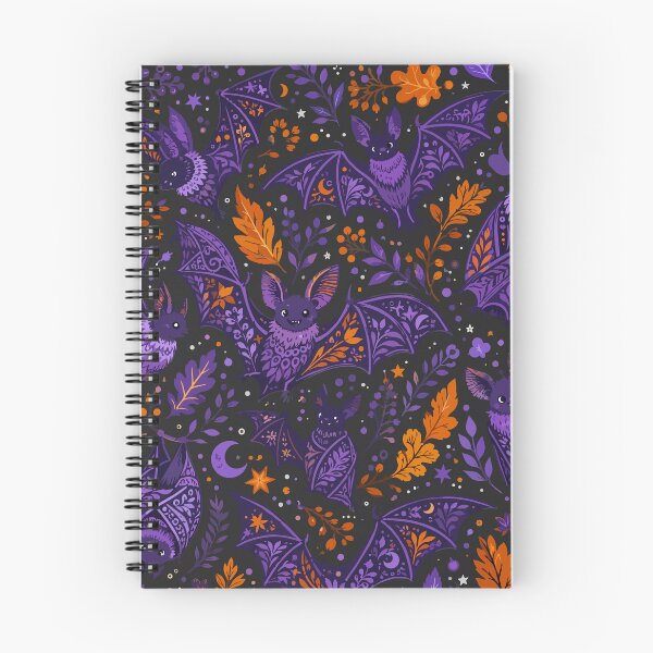 Item preview, Halloween Ornamental Bats – Purple & Orange Gothic Autumn Pattern designed and sold by ArtByBoya.