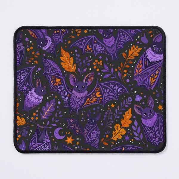 Item preview, Halloween Ornamental Bats – Purple & Orange Gothic Autumn Pattern designed and sold by ArtByBoya.