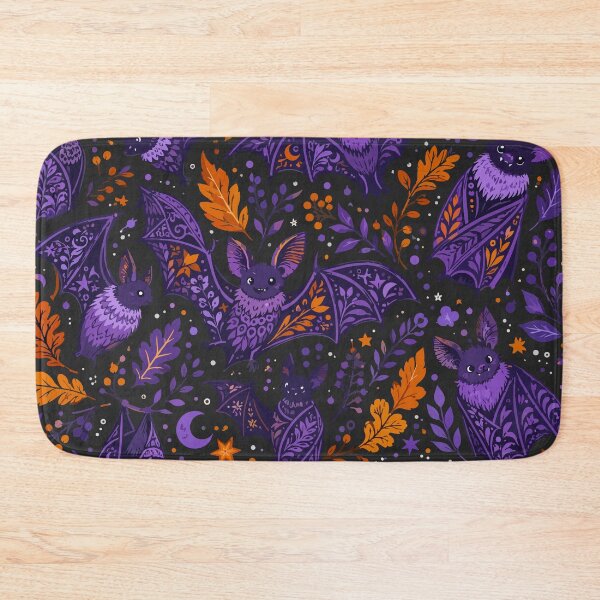 Item preview, Halloween Ornamental Bats – Purple & Orange Gothic Autumn Pattern designed and sold by ArtByBoya.