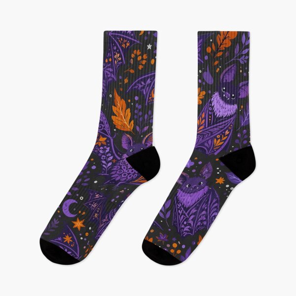 Item preview, Halloween Ornamental Bats – Purple & Orange Gothic Autumn Pattern designed and sold by ArtByBoya.