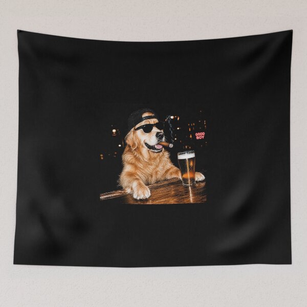 Item preview, Golden Retriever Drinking Beer designed and sold by hargisnamocho.