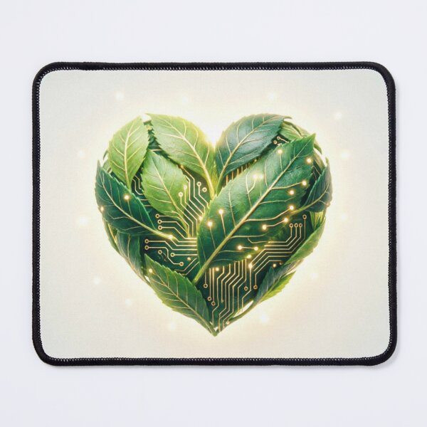 Item preview, Glowing Green Leaf Heart Nature designed and sold by IntelliMindDesigns.