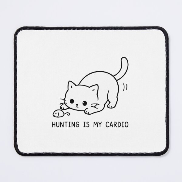 Item preview, Hunting Is My Cardio Cute Cat Toy Mouse Minimalist Line Art Graphic designed and sold by The Upside Down.