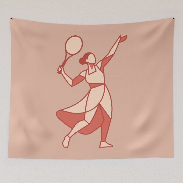 Item preview, Female Tennis Player Serve Geometric Art Deco Sport Illustration designed and sold by KiwiRider.