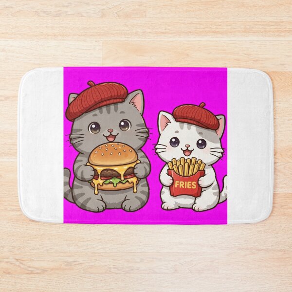 Item preview, Freda and Junior Burger and Fries - Kawaii Foodie Cat Duo designed and sold by MAISON SYLVIE.