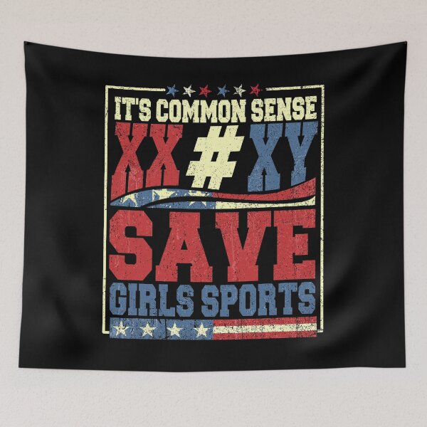 Item preview, It's Common Sense XX XY Save Girls Sports American Flag designed and sold by watanabeee.
