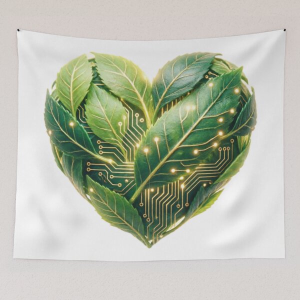 Item preview, Eco Tech Circuit Leaf Heart designed and sold by IntelliMindDesigns.