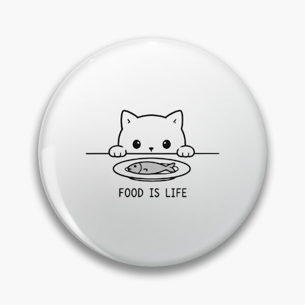 Item preview, Food Is Life Cute Cat Fish Plate Minimalist Line Art Graphic designed and sold by The Upside Down.