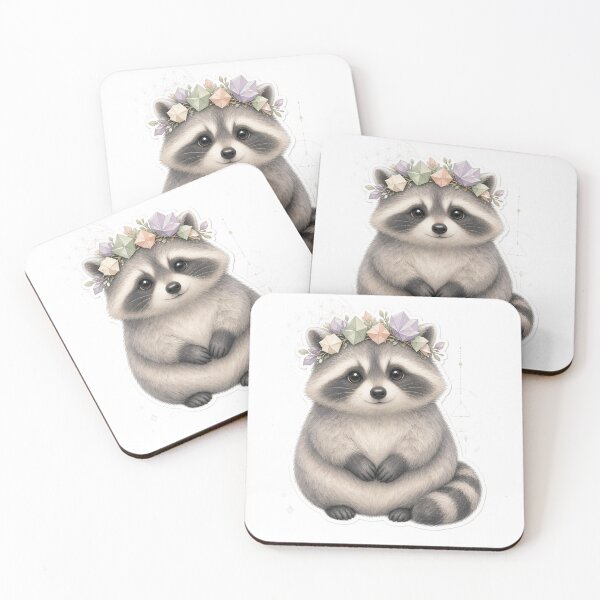 Item preview, Cute Raccoon Geometric Flower Crown designed and sold by IntelliMindDesigns.