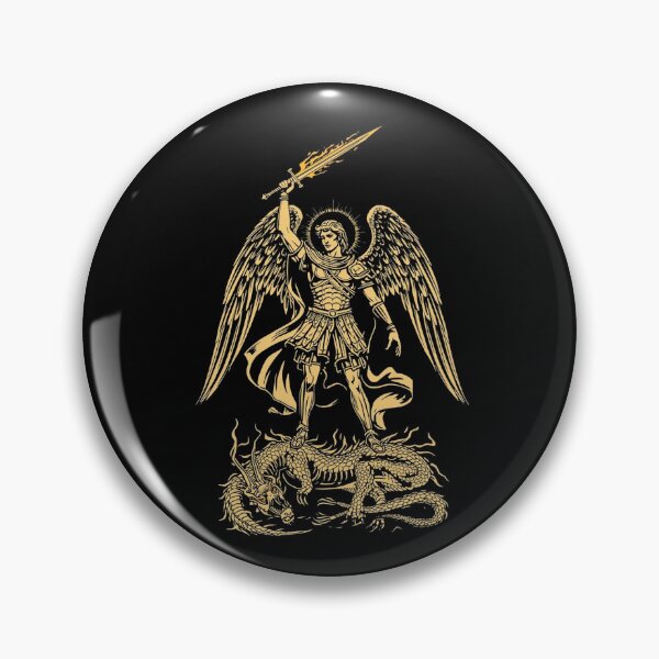 Item preview, St Michael Archangel Flaming Sword Catholic Line Art designed and sold by Apostolic Art & Apparel.