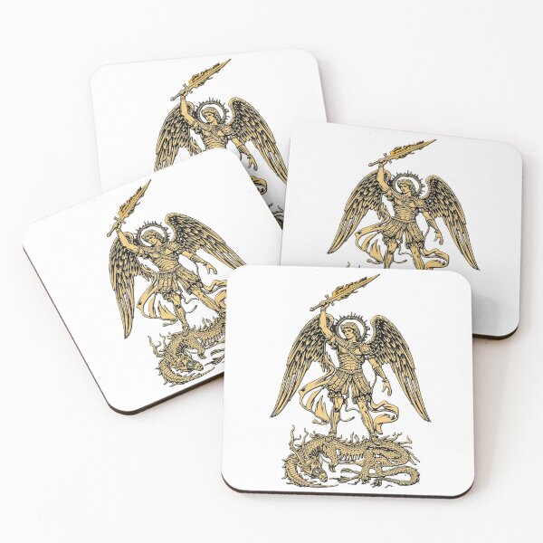 Item preview, St Michael Archangel Flaming Sword Catholic Line Art designed and sold by Apostolic Art & Apparel.