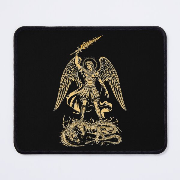 Item preview, St Michael Archangel Flaming Sword Catholic Line Art designed and sold by Apostolic Art & Apparel.