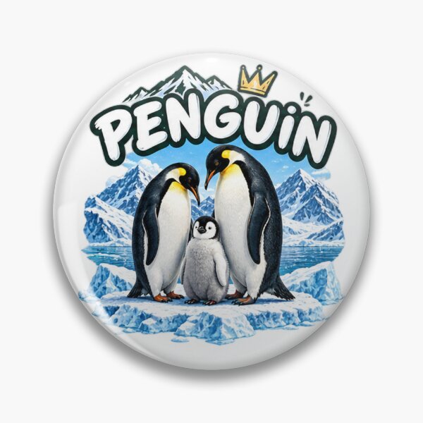 Item preview, Penguin Family Ice Royalty - Cute Emperor Penguin Couple & Chick Art designed and sold by NeO² Studio.