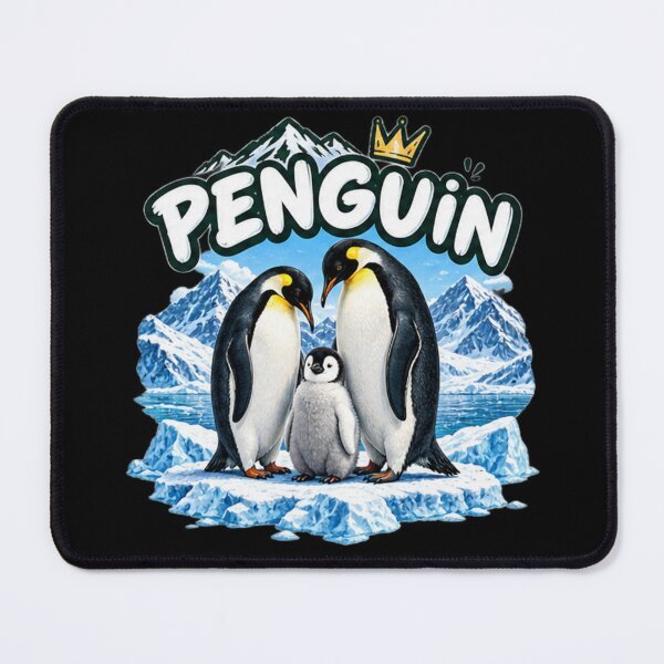 Item preview, Penguin Family Ice Royalty - Cute Emperor Penguin Couple & Chick Art designed and sold by NeO² Studio.