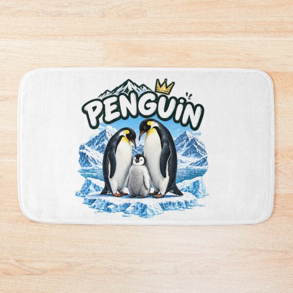 Item preview, Penguin Family Ice Royalty - Cute Emperor Penguin Couple & Chick Art designed and sold by NeO² Studio.