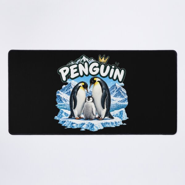 Item preview, Penguin Family Ice Royalty - Cute Emperor Penguin Couple & Chick Art designed and sold by NeO² Studio.