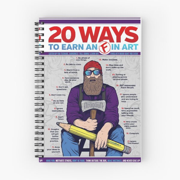 Item preview, "20 ways to earn an 'F' in Art" - Educational Infographic Design - Generic version designed and sold by Fragoutdesign.