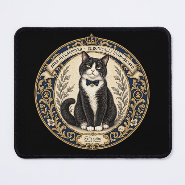 Item preview, Funny Tuxedo Cat Gift Born Overdressed Chronically Unimpressed Vintage Naturalist Cat Print Tuxedo Cat Shirt Cat Mom Gift Cat Sticker designed and sold by Fanverse Merchandise.