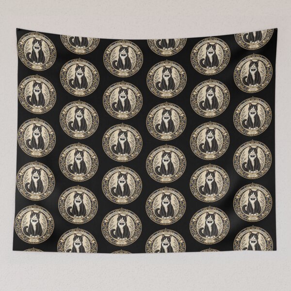 Item preview, Funny Tuxedo Cat Gift Born Overdressed Chronically Unimpressed Vintage Naturalist Cat Print Tuxedo Cat Shirt Cat Mom Gift Cat Sticker designed and sold by Fanverse Merchandise.