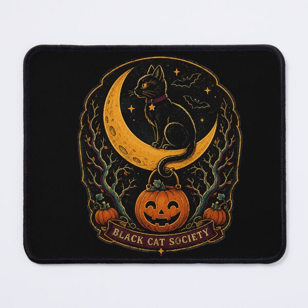 Item preview, Black Cat Society Vintage Halloween Moon and Pumpkin designed and sold by VioletNance.