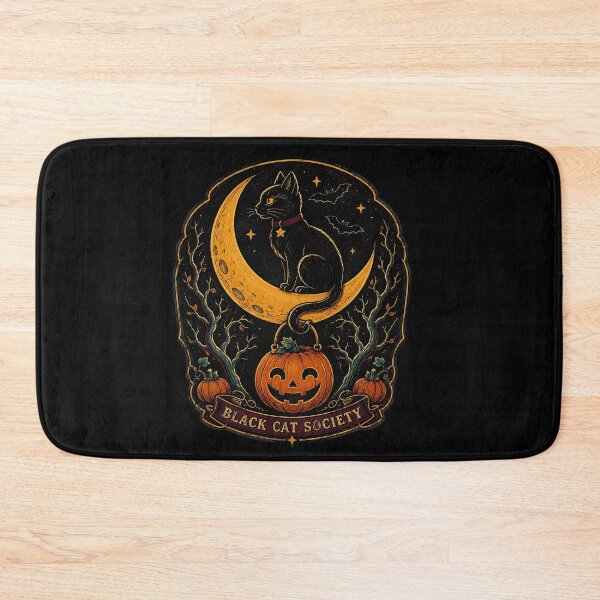 Item preview, Black Cat Society Vintage Halloween Moon and Pumpkin designed and sold by VioletNance.
