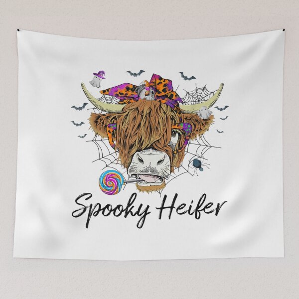 Item preview, leopard halloween highland cow pumpkin spooky heifer designed and sold by HollyCooper7.