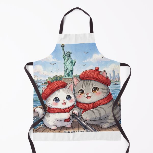 Item preview, Freda and Junior Statue of Liberty Selfie NYC - Kawaii Travel Cats designed and sold by MAISON SYLVIE.