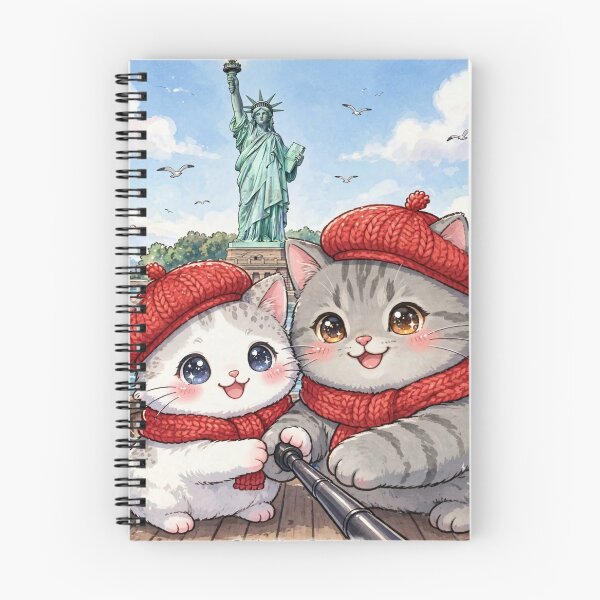 Item preview, Freda and Junior Statue of Liberty Selfie NYC - Kawaii Travel Cats designed and sold by MAISON SYLVIE.