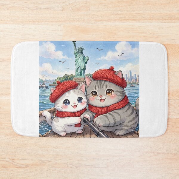 Item preview, Freda and Junior Statue of Liberty Selfie NYC - Kawaii Travel Cats designed and sold by MAISON SYLVIE.