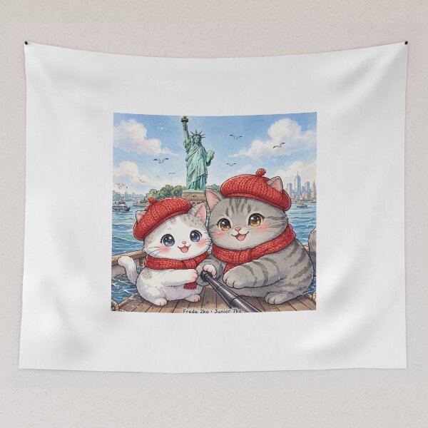 Item preview, Freda and Junior Statue of Liberty Selfie NYC - Kawaii Travel Cats designed and sold by MAISON SYLVIE.