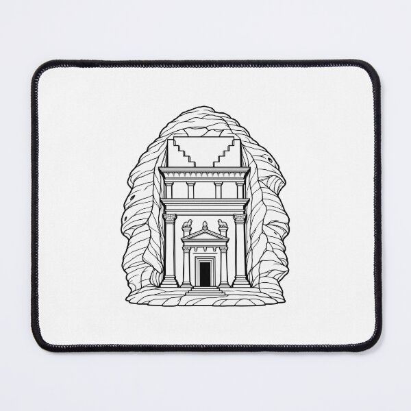 Item preview, Hegra AlUla Saudi Arabia | Nabataean Heritage Architecture | Black and White Line Art designed and sold by DesertInkArt.