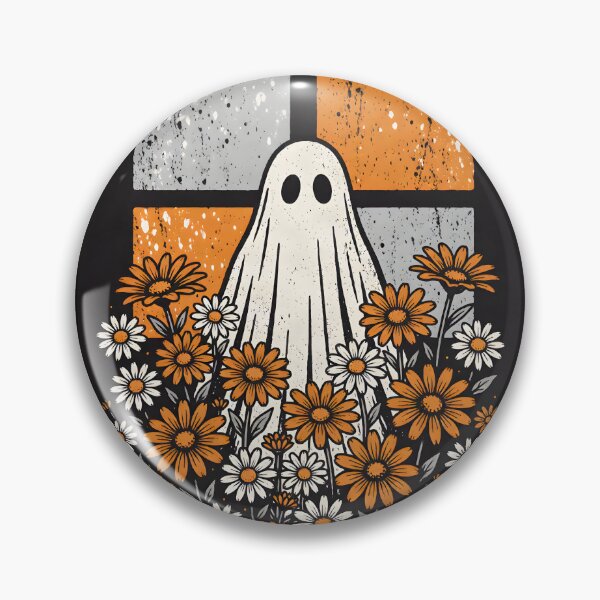 Item preview, Cute Ghost in Wildflowers – Halloween Floral Folk Art designed and sold by KiraChie.