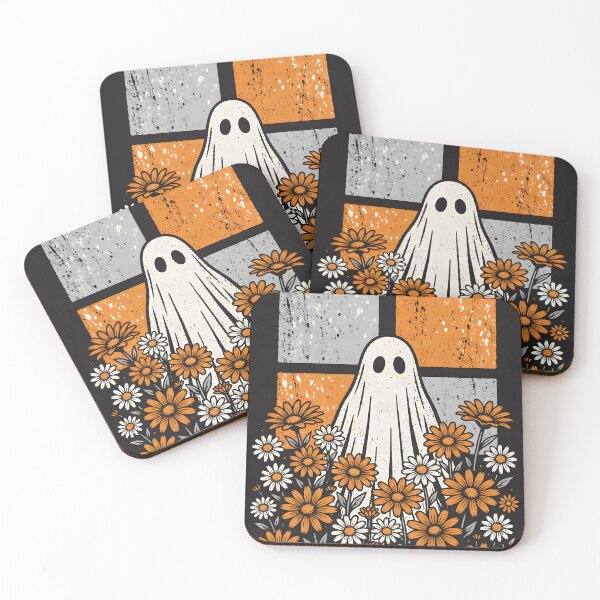 Item preview, Cute Ghost in Wildflowers – Halloween Floral Folk Art designed and sold by KiraChie.