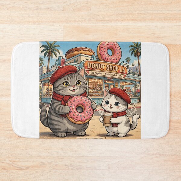 Item preview, Freda and Junior Donut Shop LA - Kawaii California Coffee Cats designed and sold by MAISON SYLVIE.